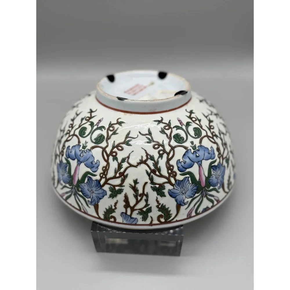 Vintage Tongzhi Style Chinese Porcelain Bowl Hand Painted Floral Decorative Dish